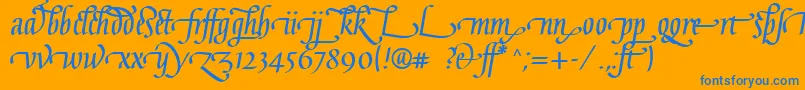 GaiusLtBoldLigatures-Schriftart – Blaue Schriften auf orangefarbenem Hintergrund