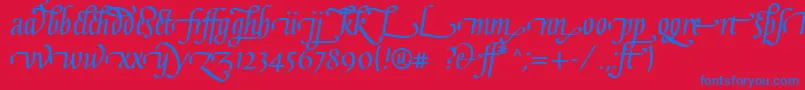 Fonte GaiusLtBoldLigatures – fontes azuis em um fundo vermelho