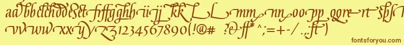 GaiusLtBoldLigatures-Schriftart – Braune Schriften auf gelbem Hintergrund