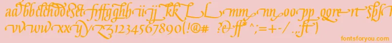 GaiusLtBoldLigatures-Schriftart – Orangefarbene Schriften auf rosa Hintergrund