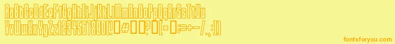 フォントSqueezemebaby – オレンジの文字が黄色の背景にあります。