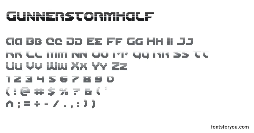 Шрифт Gunnerstormhalf – алфавит, цифры, специальные символы
