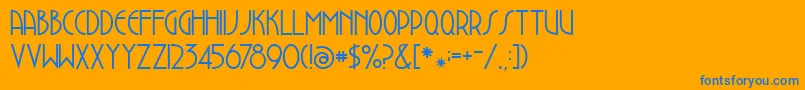 Dustbowlclementine-Schriftart – Blaue Schriften auf orangefarbenem Hintergrund