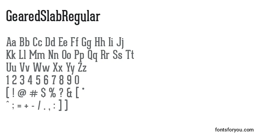Schriftart GearedSlabRegular – Alphabet, Zahlen, spezielle Symbole