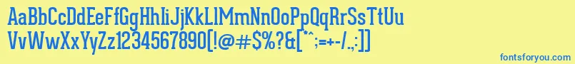 GearedSlabRegular Font – Blue Fonts on Yellow Background