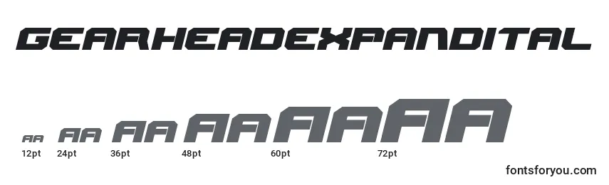 Gearheadexpandital Font Sizes