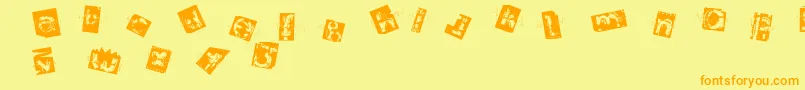 フォントArchitom – オレンジの文字が黄色の背景にあります。