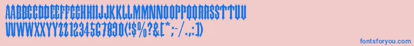 Ironwood-Schriftart – Blaue Schriften auf rosa Hintergrund