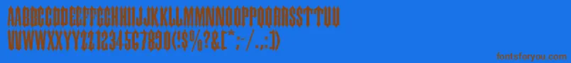 フォントIronwood – 茶色の文字が青い背景にあります。