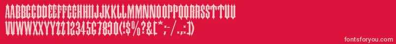 Ironwood-Schriftart – Rosa Schriften auf rotem Hintergrund