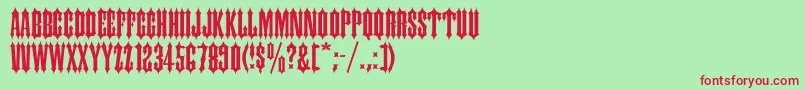 フォントIronwood – 赤い文字の緑の背景