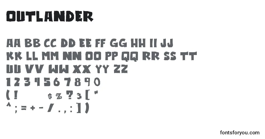 Schriftart Outlander – Alphabet, Zahlen, spezielle Symbole