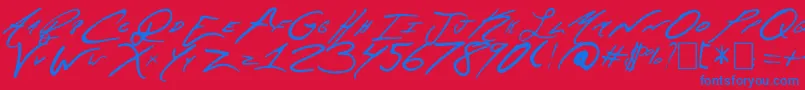 AquilaCs Font – Blue Fonts on Red Background