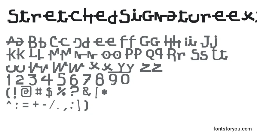 Czcionka StretchedSignatureExtBold – alfabet, cyfry, specjalne znaki