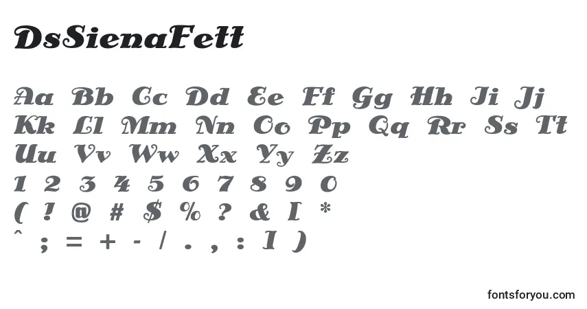 Шрифт DsSienaFett – алфавит, цифры, специальные символы