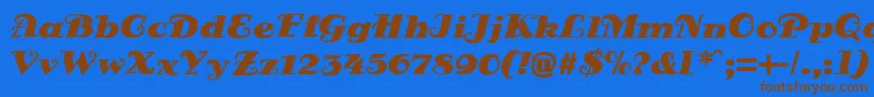 フォントDsSienaFett – 茶色の文字が青い背景にあります。
