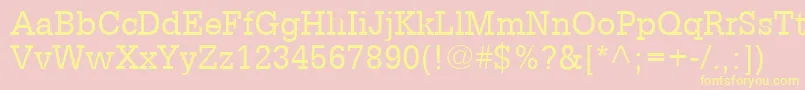 GlyphaLt55Roman-Schriftart – Gelbe Schriften auf rosa Hintergrund