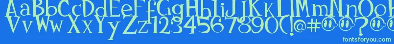 Johnyokonysm Font – Green Fonts on Blue Background