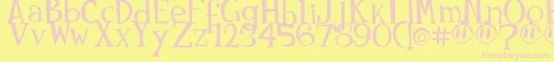 Johnyokonysm Font – Pink Fonts on Yellow Background