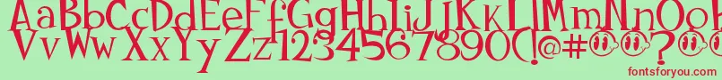 Johnyokonysm Font – Red Fonts on Green Background