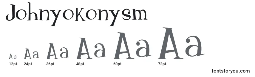 Johnyokonysm-fontin koot