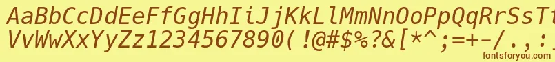 フォントHackItalic – 茶色の文字が黄色の背景にあります。