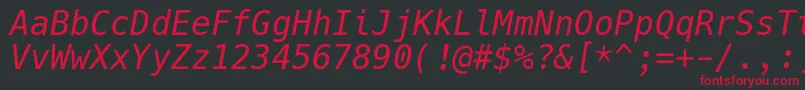 HackItalic-fontti – punaiset fontit mustalla taustalla