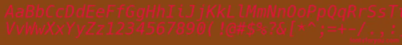 Fonte HackItalic – fontes vermelhas em um fundo marrom