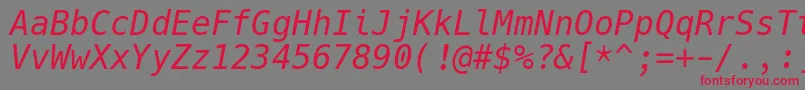 Fonte HackItalic – fontes vermelhas em um fundo cinza