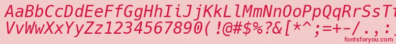 Шрифт HackItalic – красные шрифты на розовом фоне