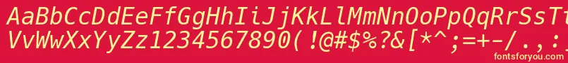 Fonte HackItalic – fontes amarelas em um fundo vermelho