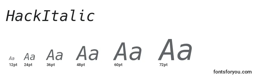 Размеры шрифта HackItalic