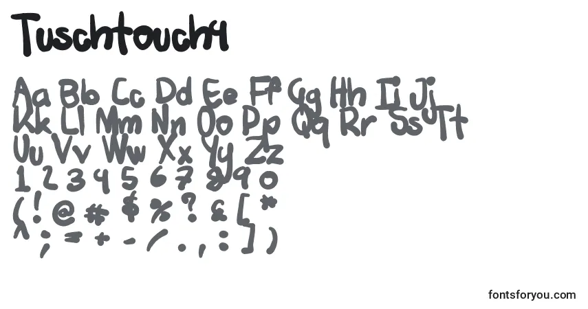 Шрифт Tuschtouch4 – алфавит, цифры, специальные символы