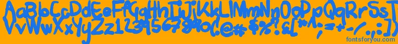 Tuschtouch4 Font – Blue Fonts on Orange Background