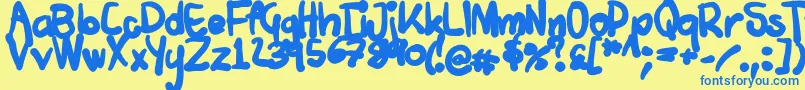 Tuschtouch4 Font – Blue Fonts on Yellow Background