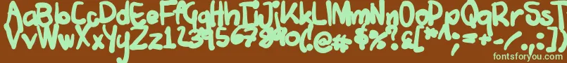 Tuschtouch4 Font – Green Fonts on Brown Background