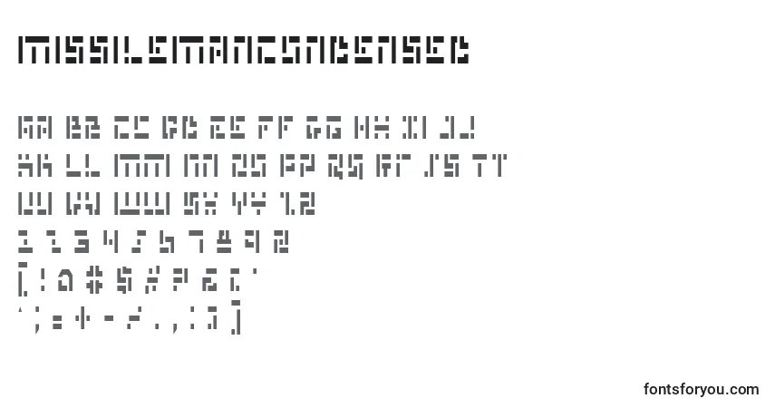 A fonte MissileManCondensed – alfabeto, números, caracteres especiais