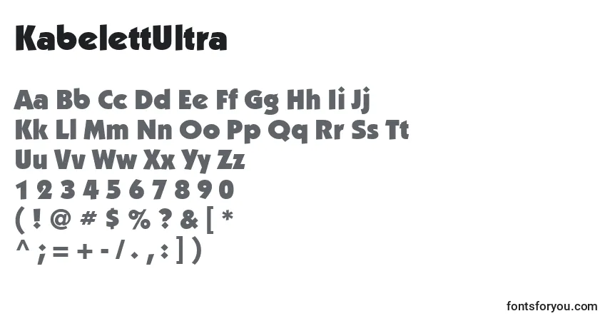 Schriftart KabelettUltra – Alphabet, Zahlen, spezielle Symbole