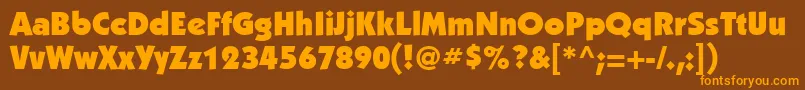 Weitere Informationen zur KabelettUltra-Schriftart KabelettUltra-Schriftart – Orangefarbene Schriften auf braunem Hintergrund