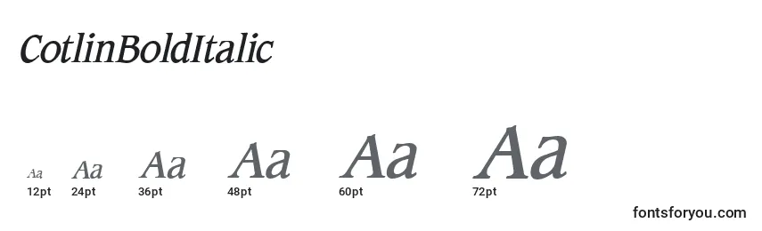 Размеры шрифта CotlinBoldItalic