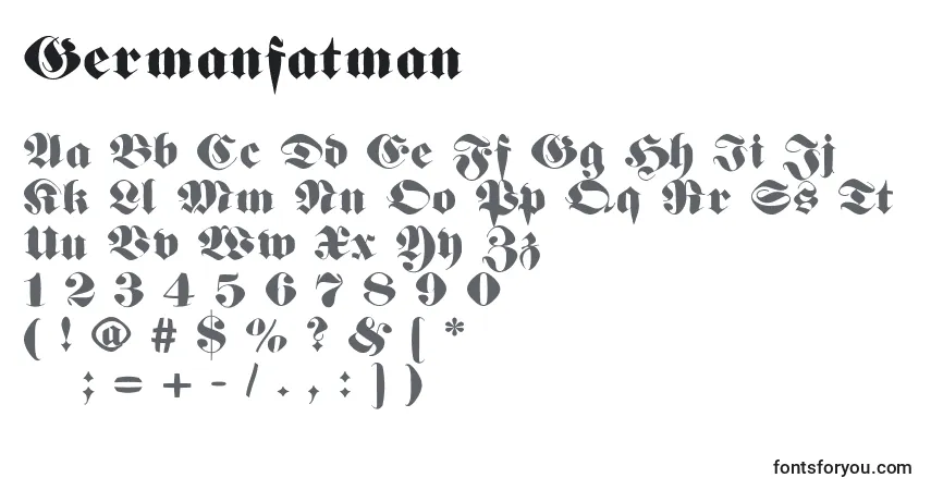 Schriftart Germanfatman – Alphabet, Zahlen, spezielle Symbole
