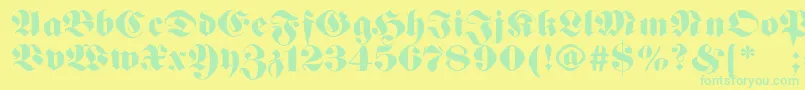 Czcionka Germanfatman – zielone czcionki na żółtym tle