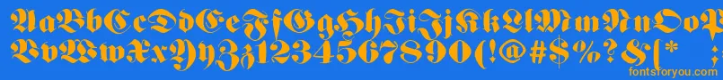 Germanfatman Font – Orange Fonts on Blue Background