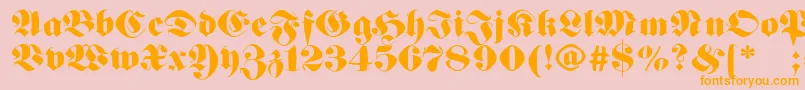 Germanfatman-fontti – oranssit fontit vaaleanpunaisella taustalla