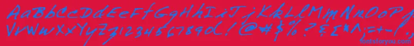 フォントTomasRegular – 赤い背景に青い文字