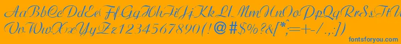 AdriadbNormal-Schriftart – Blaue Schriften auf orangefarbenem Hintergrund