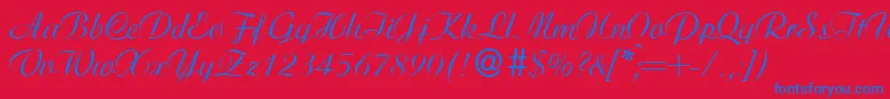 AdriadbNormal-Schriftart – Blaue Schriften auf rotem Hintergrund