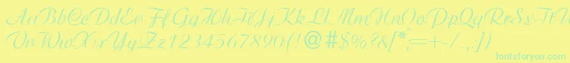 Czcionka AdriadbNormal – zielone czcionki na żółtym tle
