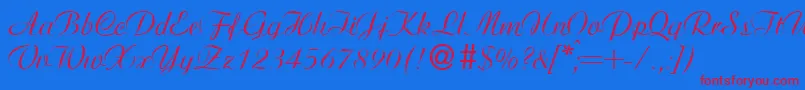 AdriadbNormal-Schriftart – Rote Schriften auf blauem Hintergrund