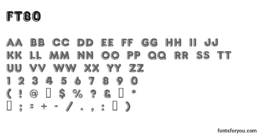 Schriftart Ft80 – Alphabet, Zahlen, spezielle Symbole